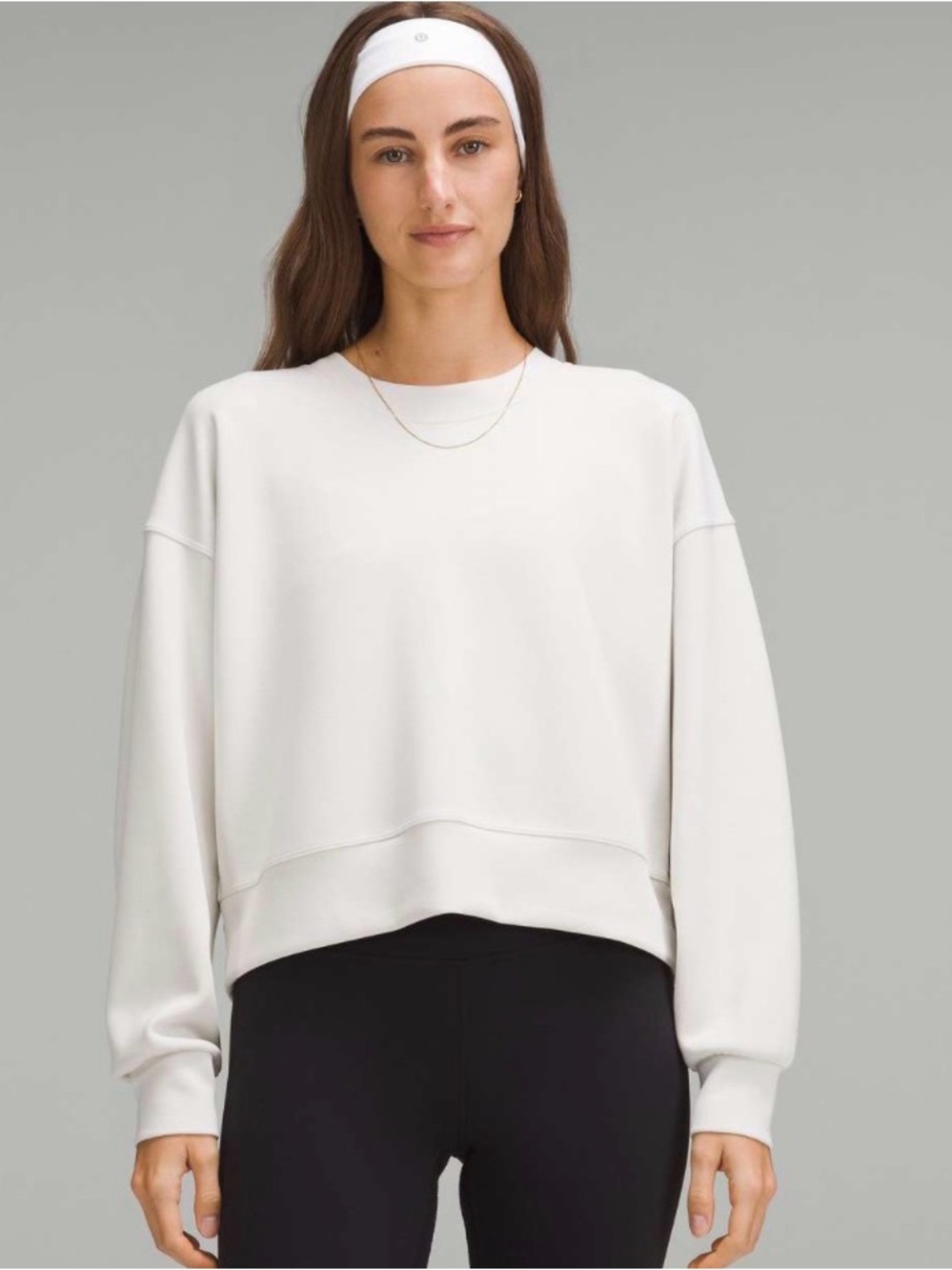 Lululemon Softstreme Perfectly Oversized Cropped Crew - Bone